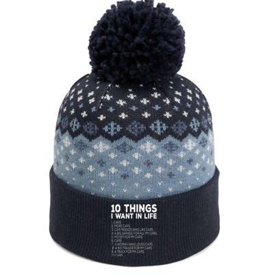 Car Lover Funny Ten Things I Want In Life Cars The Baniff Cuffed Pom Beanie