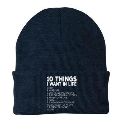 Car Lover Funny Ten Things I Want In Life Cars Knit Cap Winter Beanie