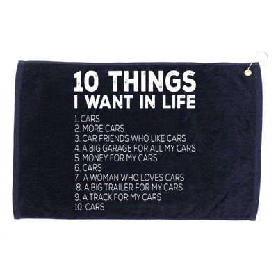 Car Lover Funny Ten Things I Want In Life Cars Grommeted Golf Towel