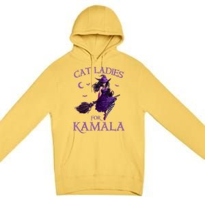 Cat Ladies For Kamala Harris 2024 Witches Harris Halloween Premium Pullover Hoodie