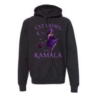 Cat Ladies For Kamala Harris 2024 Witches Harris Halloween Premium Hoodie