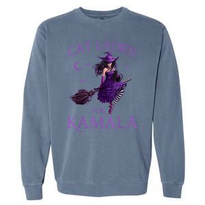 Cat Ladies For Kamala Harris 2024 Witches Harris Halloween Garment-Dyed Sweatshirt