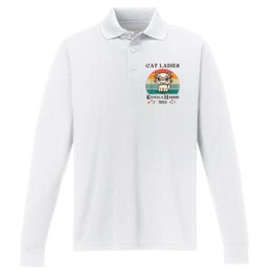 Cat Ladies For Kamala Harris Performance Long Sleeve Polo