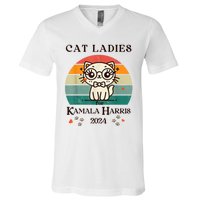 Cat Ladies For Kamala Harris V-Neck T-Shirt