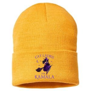 Cat Ladies For Kamala Harris 2024 Witches Harris Halloween Sustainable Knit Beanie