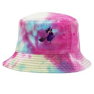 Cat Ladies For Kamala Harris 2024 Witches Harris Halloween Tie-Dyed Bucket Hat