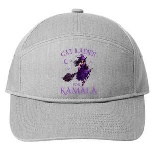 Cat Ladies For Kamala Harris 2024 Witches Harris Halloween 7-Panel Snapback Hat