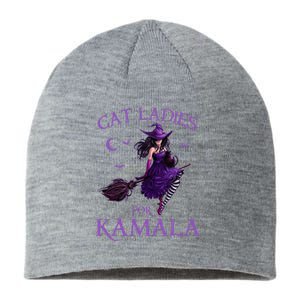 Cat Ladies For Kamala Harris 2024 Witches Harris Halloween Sustainable Beanie