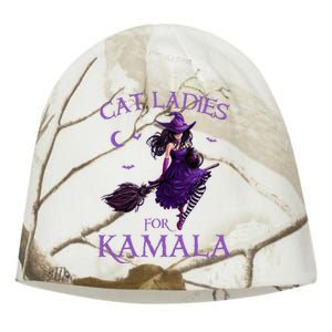 Cat Ladies For Kamala Harris 2024 Witches Harris Halloween Kati - Camo Knit Beanie