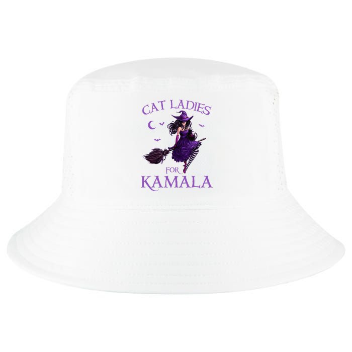 Cat Ladies For Kamala Harris 2024 Witches Harris Halloween Cool Comfort Performance Bucket Hat