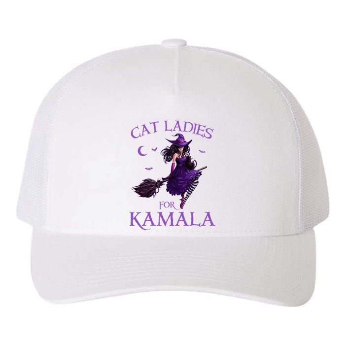 Cat Ladies For Kamala Harris 2024 Witches Harris Halloween Yupoong Adult 5-Panel Trucker Hat