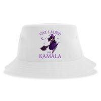 Cat Ladies For Kamala Harris 2024 Witches Harris Halloween Sustainable Bucket Hat