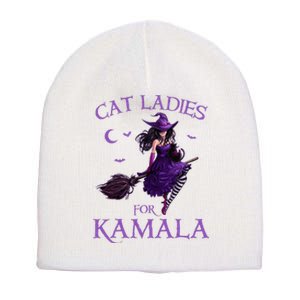 Cat Ladies For Kamala Harris 2024 Witches Harris Halloween Short Acrylic Beanie