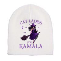 Cat Ladies For Kamala Harris 2024 Witches Harris Halloween Short Acrylic Beanie