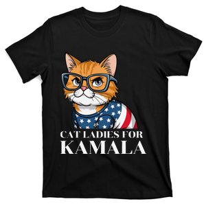 Cat Ladies For Kamala Funny Cat 2024 President Kamala Harris T-Shirt