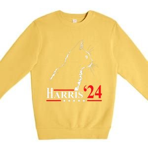 Cat Ladies For Kamala Funny Cat 2024 President Kamala Harris Premium Crewneck Sweatshirt