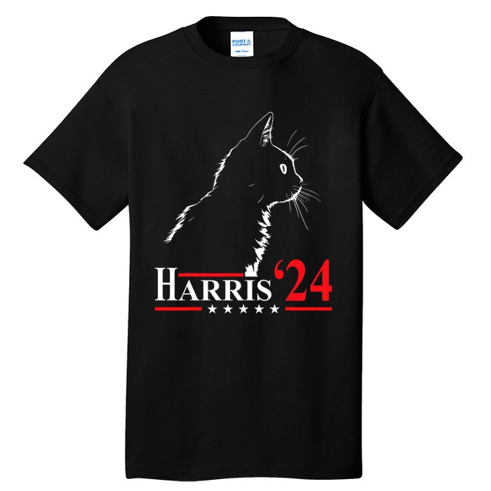 Cat Ladies For Kamala Funny Cat 2024 President Kamala Harris Tall T-Shirt