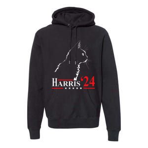 Cat Ladies For Kamala Funny Cat 2024 President Kamala Harris Premium Hoodie