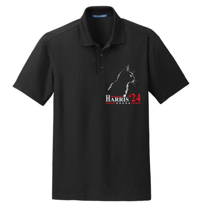 Cat Ladies For Kamala Funny Cat 2024 President Kamala Harris Dry Zone Grid Polo