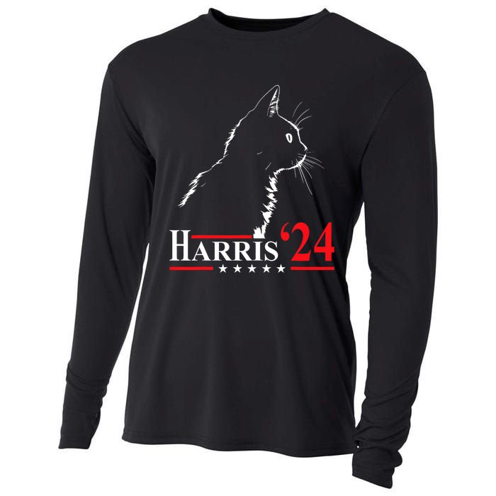 Cat Ladies For Kamala Funny Cat 2024 President Kamala Harris Cooling Performance Long Sleeve Crew