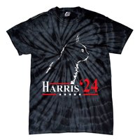 Cat Ladies For Kamala Funny Cat 2024 President Kamala Harris Tie-Dye T-Shirt