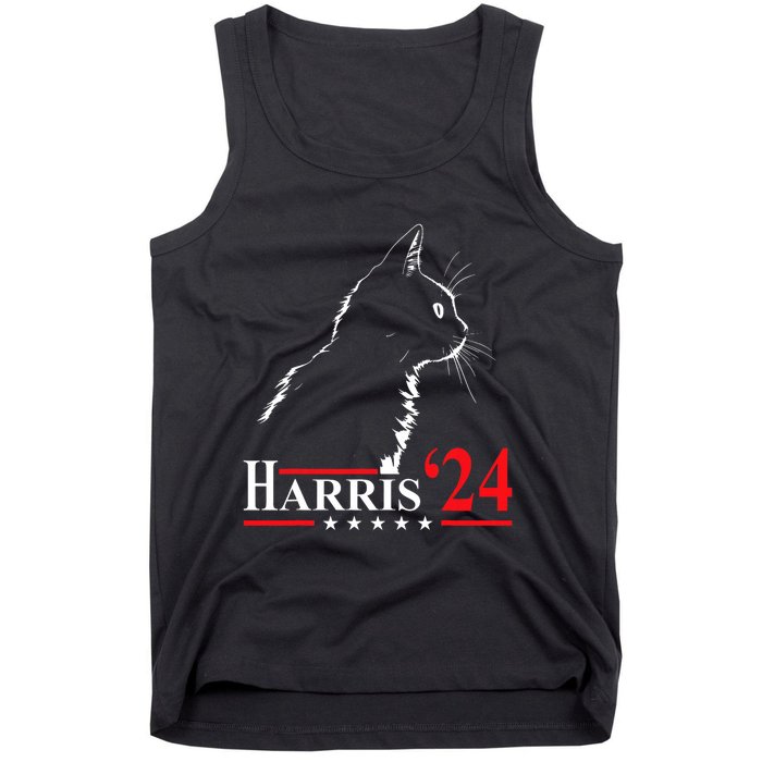 Cat Ladies For Kamala Funny Cat 2024 President Kamala Harris Tank Top