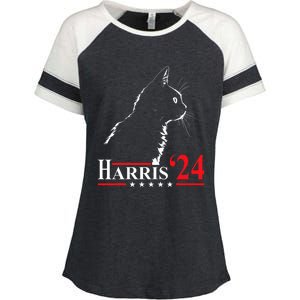 Cat Ladies For Kamala Funny Cat 2024 President Kamala Harris Enza Ladies Jersey Colorblock Tee