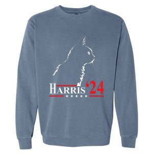 Cat Ladies For Kamala Funny Cat 2024 President Kamala Harris Garment-Dyed Sweatshirt