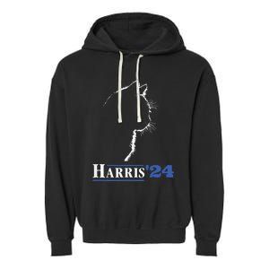 Cat Ladies For Kamala Funny Cat 2024 President Kamalaharris Garment-Dyed Fleece Hoodie