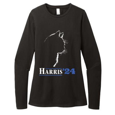 Cat Ladies For Kamala Funny Cat 2024 President Kamalaharris Womens CVC Long Sleeve Shirt