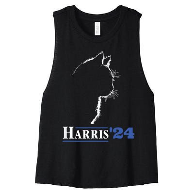 Cat Ladies For Kamala Funny Cat 2024 President Kamalaharris Women's Racerback Cropped Tank