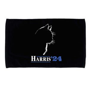 Cat Ladies For Kamala Funny Cat 2024 President Kamalaharris Microfiber Hand Towel