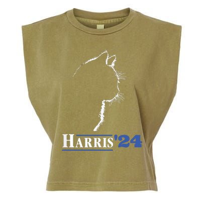 Cat Ladies For Kamala Funny Cat 2024 President Kamalaharris Garment-Dyed Women's Muscle Tee