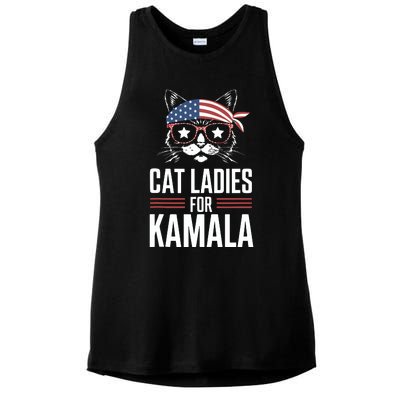 Cat Ladies For Kamala Funny Cat 2024 President Kamalaharris Ladies PosiCharge Tri-Blend Wicking Tank