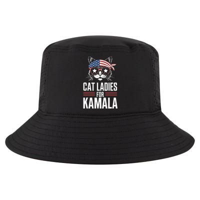 Cat Ladies For Kamala Funny Cat 2024 President Kamalaharris Cool Comfort Performance Bucket Hat