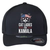 Cat Ladies For Kamala Funny Cat 2024 President Kamalaharris Flexfit Unipanel Trucker Cap