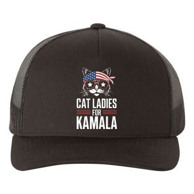 Cat Ladies For Kamala Funny Cat 2024 President Kamalaharris Yupoong Adult 5-Panel Trucker Hat