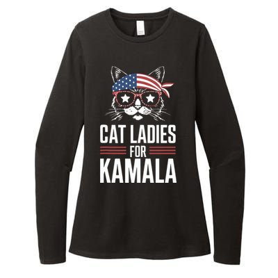 Cat Ladies For Kamala Funny Cat 2024 President Kamalaharris Womens CVC Long Sleeve Shirt