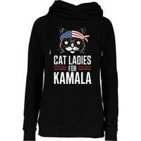 Cat Ladies For Kamala Funny Cat 2024 President Kamalaharris Womens Funnel Neck Pullover Hood