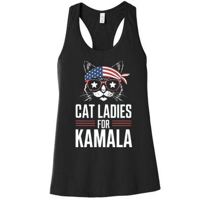 Cat Ladies For Kamala Funny Cat 2024 President Kamalaharris Women's Racerback Tank