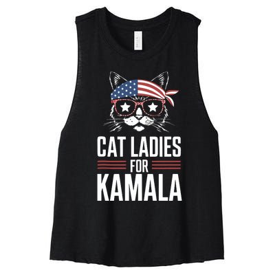 Cat Ladies For Kamala Funny Cat 2024 President Kamalaharris Women's Racerback Cropped Tank