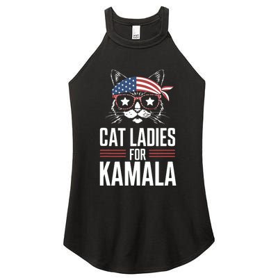 Cat Ladies For Kamala Funny Cat 2024 President Kamalaharris Women's Perfect Tri Rocker Tank