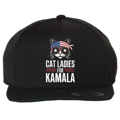 Cat Ladies For Kamala Funny Cat 2024 President Kamalaharris Wool Snapback Cap