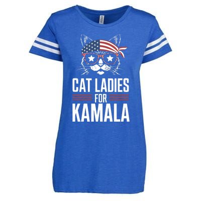 Cat Ladies For Kamala Funny Cat 2024 President Kamalaharris Enza Ladies Jersey Football T-Shirt