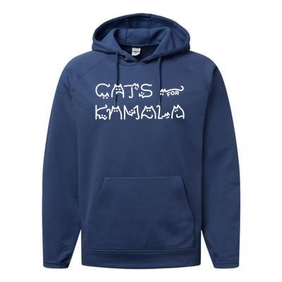 Cat Ladies For Kamala Cat Typography Alphabet Cute Simple Great Gift Performance Fleece Hoodie