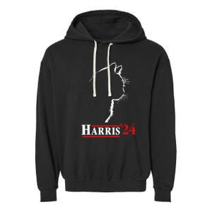 Cat Ladies For Kamala Funny Cat 2024 President Kamalaharris Garment-Dyed Fleece Hoodie