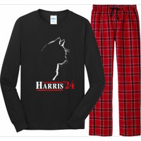 Cat Ladies For Kamala Funny Cat 2024 President Kamalaharris Long Sleeve Pajama Set