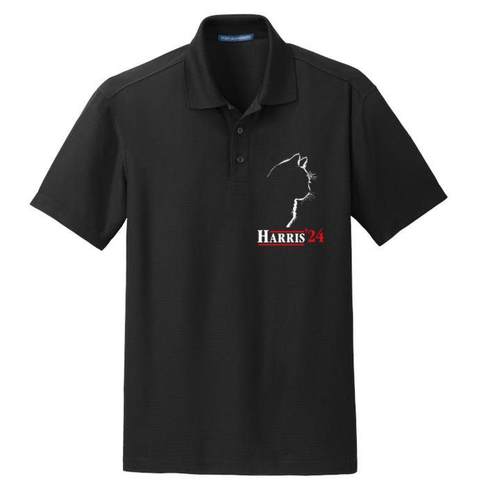 Cat Ladies For Kamala Funny Cat 2024 President Kamalaharris Dry Zone Grid Polo