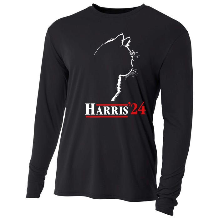 Cat Ladies For Kamala Funny Cat 2024 President Kamalaharris Cooling Performance Long Sleeve Crew