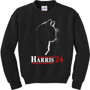 Cat Ladies For Kamala Funny Cat 2024 President Kamalaharris Kids Sweatshirt